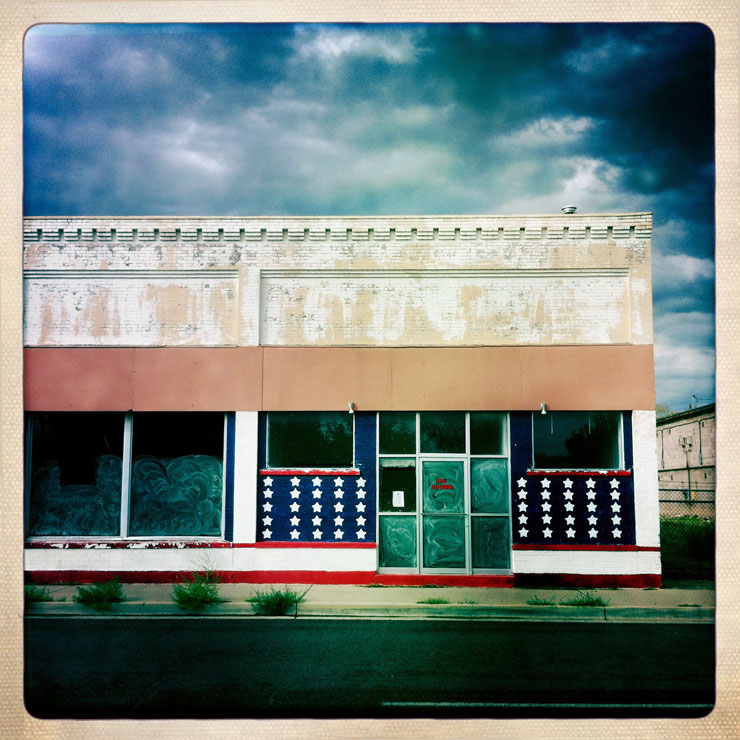 american flag building closed